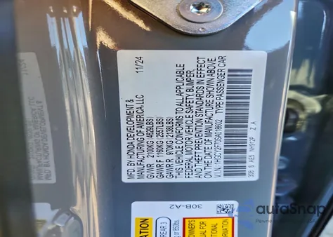 2025 Honda Accord Hybrid Sport-L z USA, uszkodzony, nr VIN 1HGCY2F70SA018602